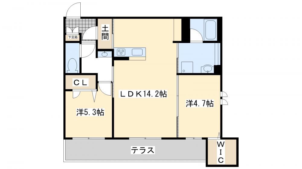 カーサ宮ノ前 直方(2LDK/1階)の間取り写真