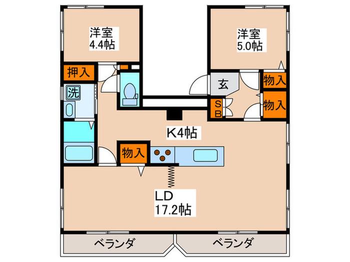 柳澤ビル(2LDK/4階)の間取り写真