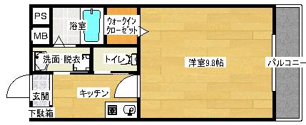 ヴィラサクライ(1K/3階)の間取り写真