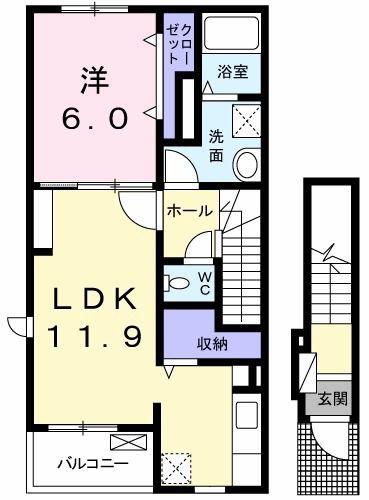 サンシャイン アタゴ(1LDK/2階)の間取り写真