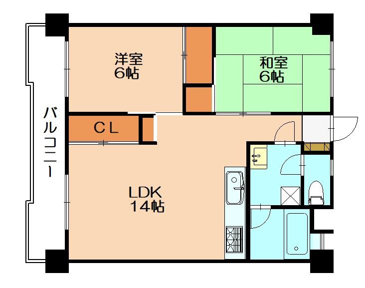 八昭ビル(2LDK/3階)の間取り写真
