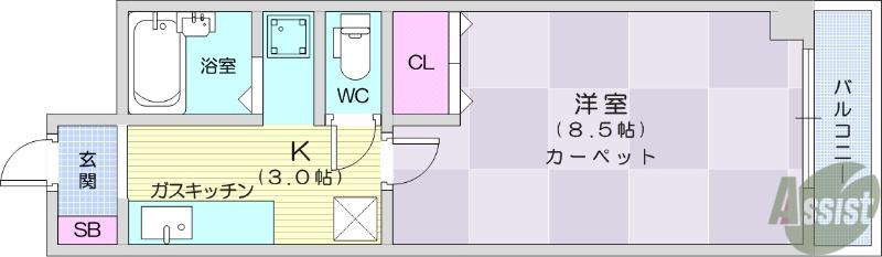 ニューライフさと(1K/2階)の間取り写真