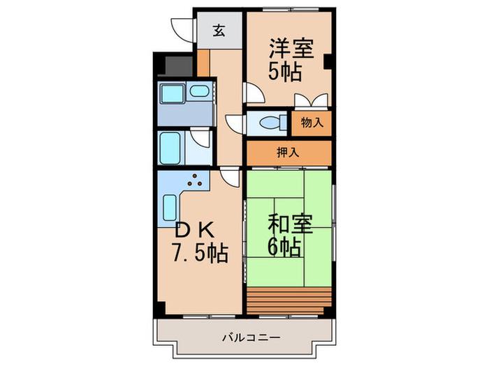 シャトードール(2DK/4階)の間取り写真
