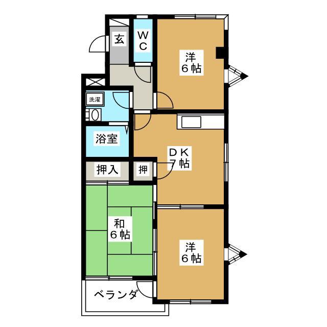 ハイリッジ牧野(3DK/3階)の間取り写真