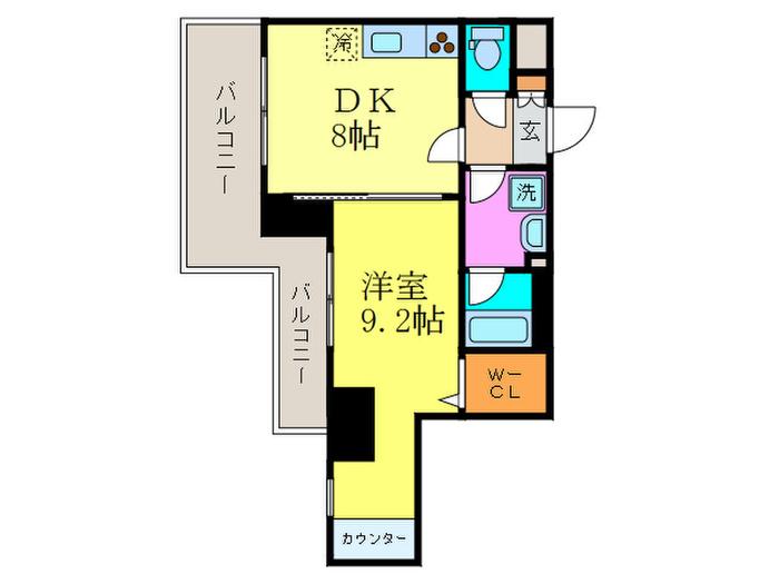 クリスタルグランツ京都御所西(1DK/6階)の間取り写真