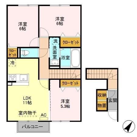 ラ・プラージュ(3LDK/2階)の間取り写真