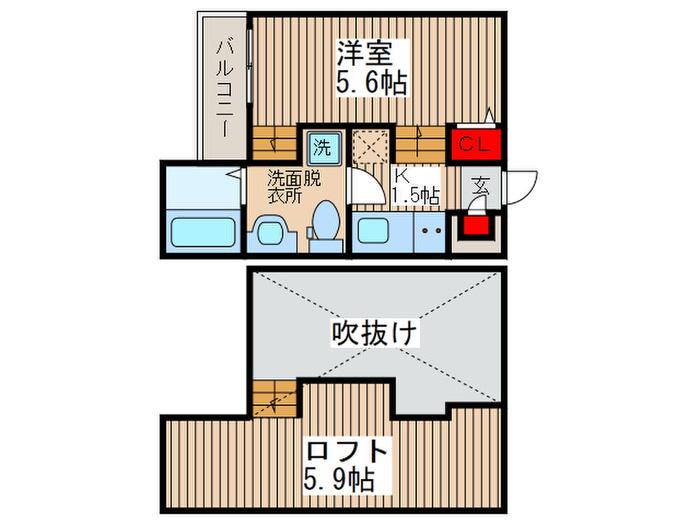 アン・ヴィラージュ蘇我(1K/2階)の間取り写真