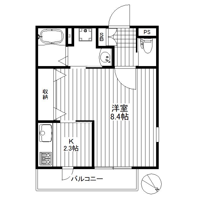 サフォレ三軒茶屋(1K/3階)の間取り写真