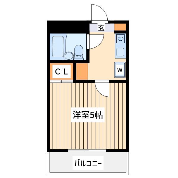 リバーサイド日吉(1K/2階)の間取り写真