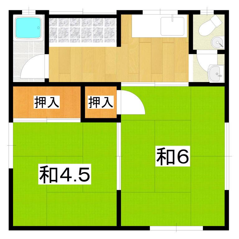 蔵前町文化F棟(2DK/1階)の間取り写真