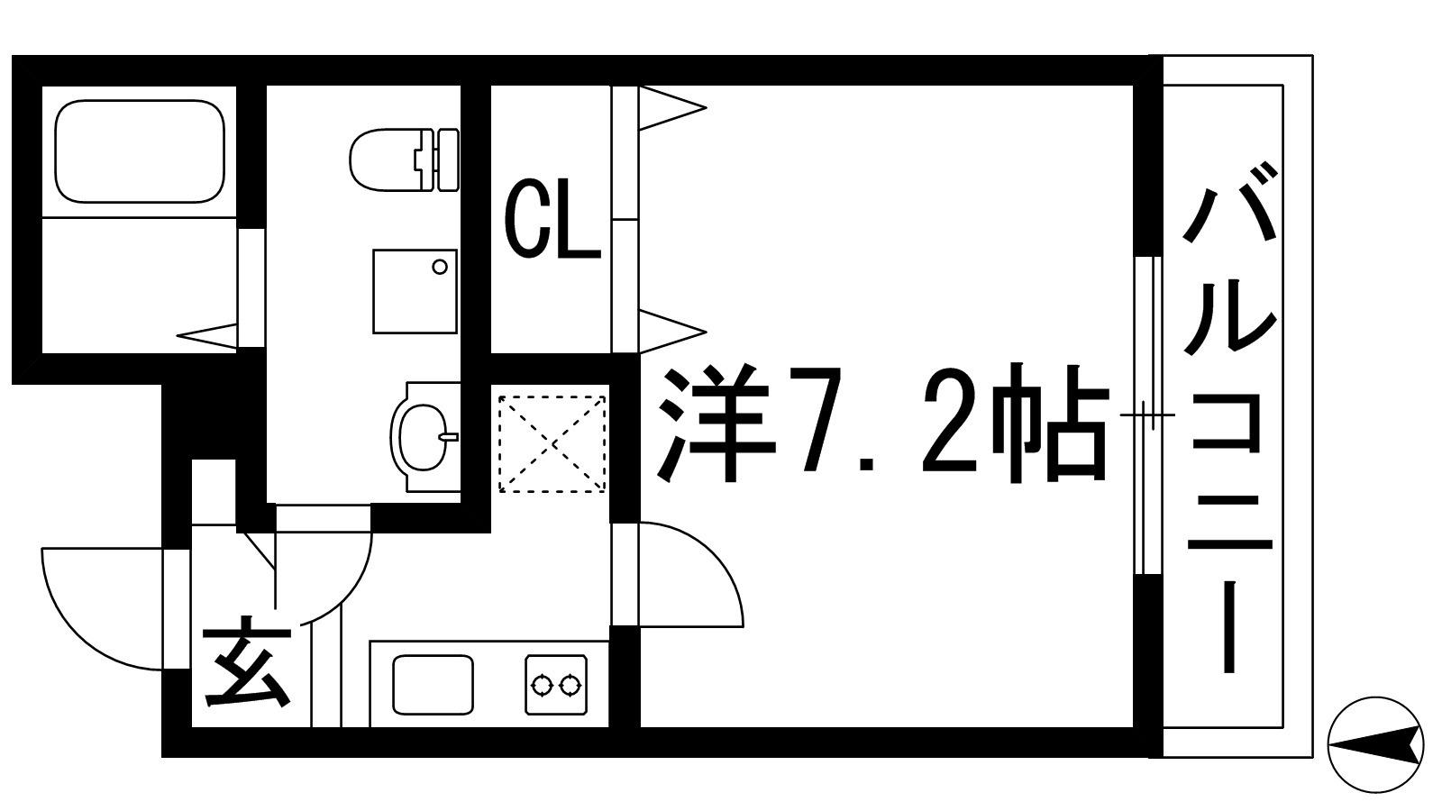 ウィンズコート天神(1K/3階)の間取り写真