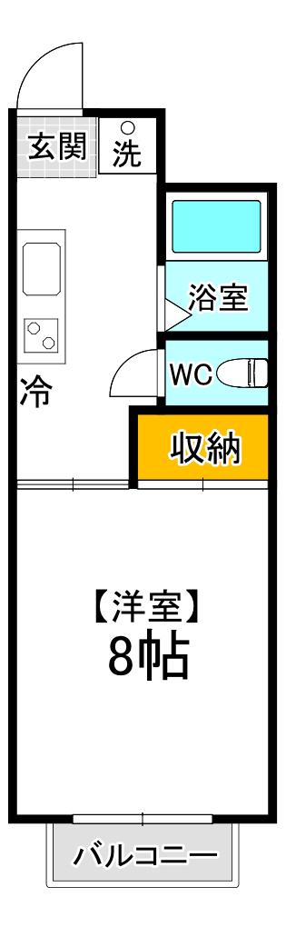 ハイツ那岐(1DK/2階)の間取り写真