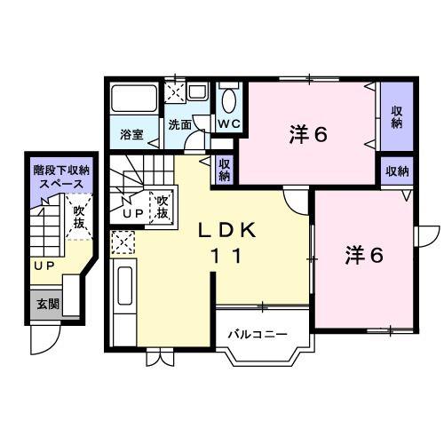 カフリーィエB棟(2LDK/2階)の間取り写真