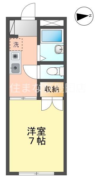 セントラルバレイ元宮(1K/1階)の間取り写真