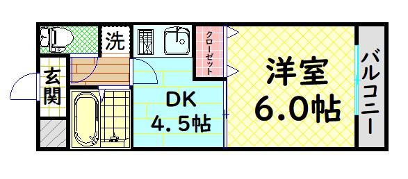 クレールシャンブル(1DK/3階)の間取り写真