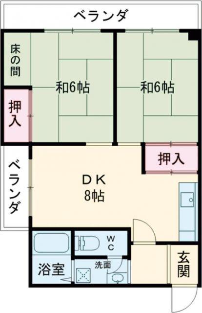 不知火コーポ(2DK/2階)の間取り写真