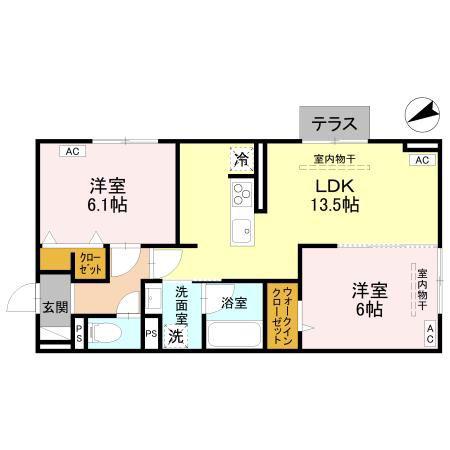 D-LUXE中居町(2LDK/1階)の間取り写真