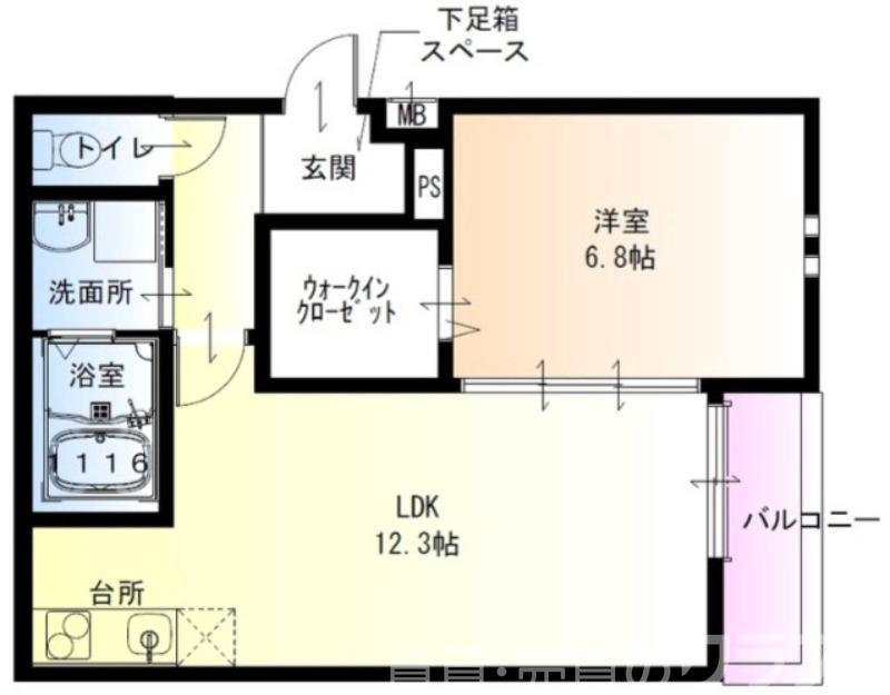 フジパレス湊駅東(1LDK/2階)の間取り写真