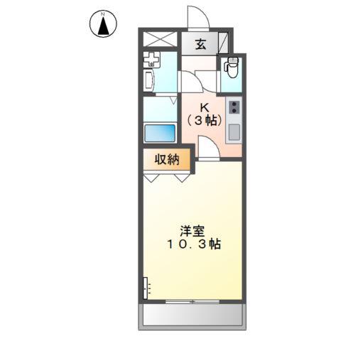 カーサ荒池(1K/2階)の間取り写真