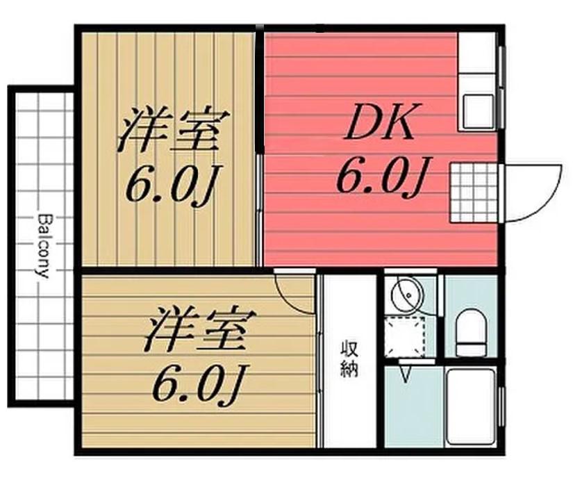 ハイツ青葉(2DK/1階)の間取り写真