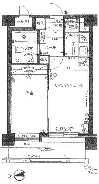 ダイアパレス水車町(1LDK/5階)の間取り写真