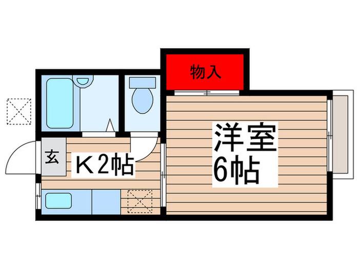 ロータスハイツA・B棟(1K/2階)の間取り写真