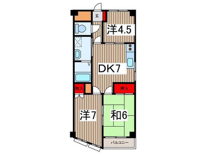 エイトウッドハイツ(3DK/3階)の間取り写真