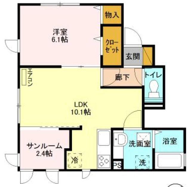 ル・レーヴ(1LDK/1階)の間取り写真