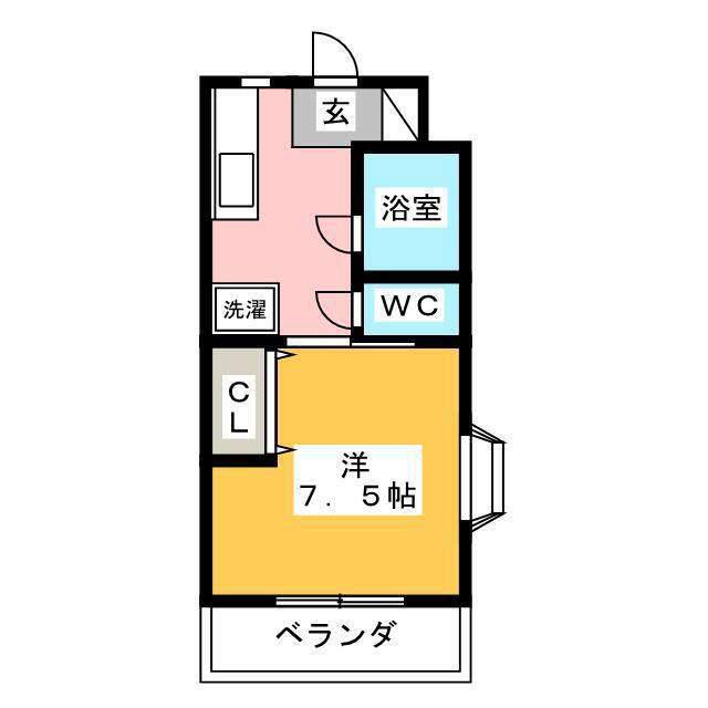 マウンテンV(1K/2階)の間取り写真