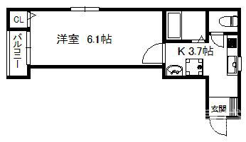 セレブマンション今宿(1K/2階)の間取り写真