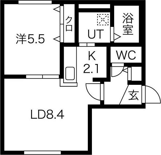ALPHA中島公園(1LDK/2階)の間取り写真