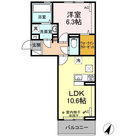 エルドラードD(1LDK/1階)の間取り写真