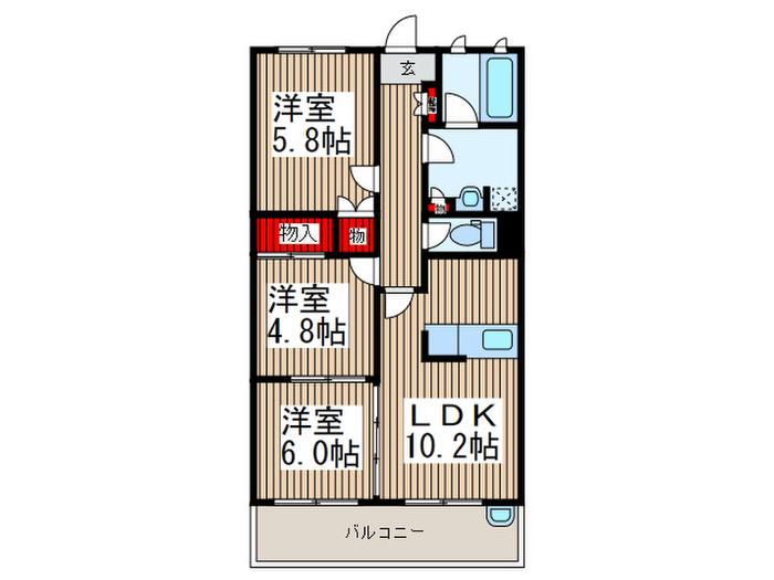 ベルフォーレ戸塚境(3LDK/2階)の間取り写真