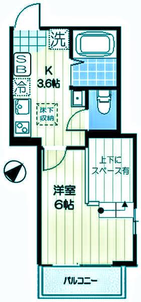 エールドランジュ武蔵小杉(1K/2階)の間取り写真