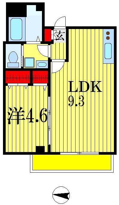 プラウディア稲毛(1LDK/3階)の間取り写真