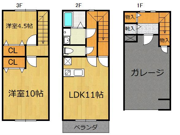 BUENA万代3丁目(2LDK/1階)の間取り写真