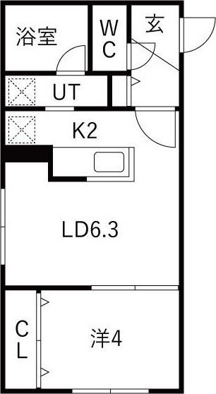 ACTIVAT元町  北25条東16丁目MS(1LDK/2階)の間取り写真
