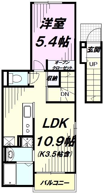 セントラル ホームズ 立川 II(1LDK/2階)の間取り写真