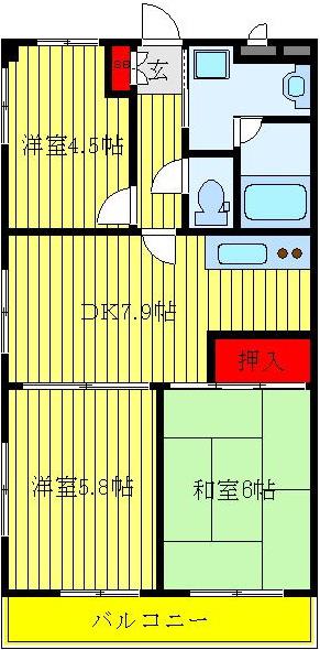 オリンピックマンション(3DK/4階)の間取り写真