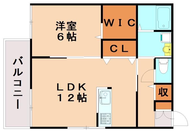 コンフォート福大前(1LDK/1階)の間取り写真