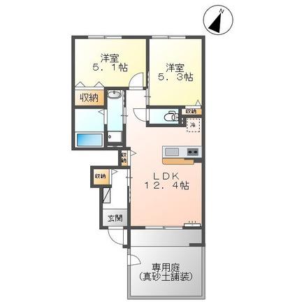 フォルトゥーナ(2LDK/1階)の間取り写真