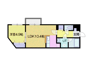 オルセー厚別東(1LDK/3階)の間取り写真