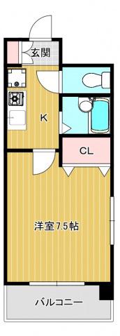 ソシア舟入(1K/2階)の間取り写真