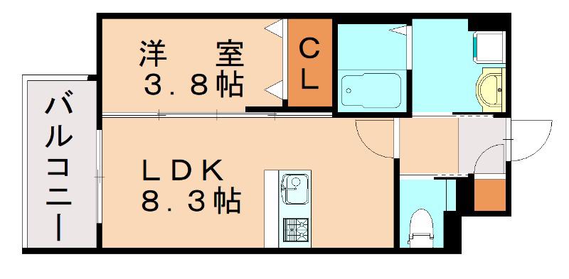 ROBOT HOME 箱崎宮前II(1LDK/1階)の間取り写真