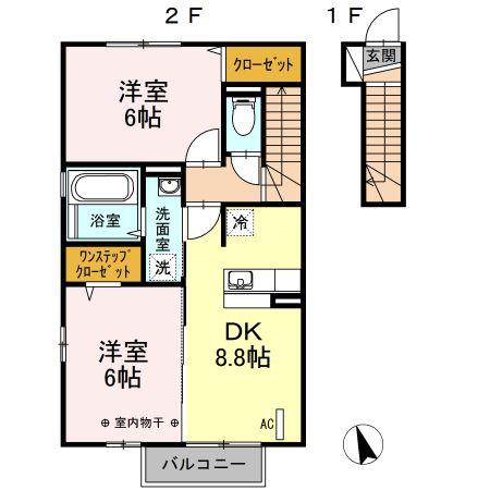 サンシュトラーセ(2DK/2階)の間取り写真