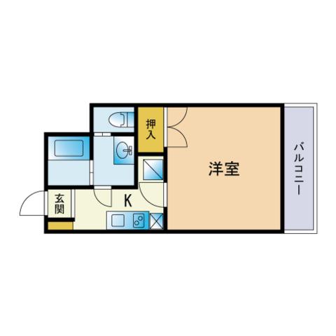 天神南ロイヤルハイツ(1K/6階)の間取り写真