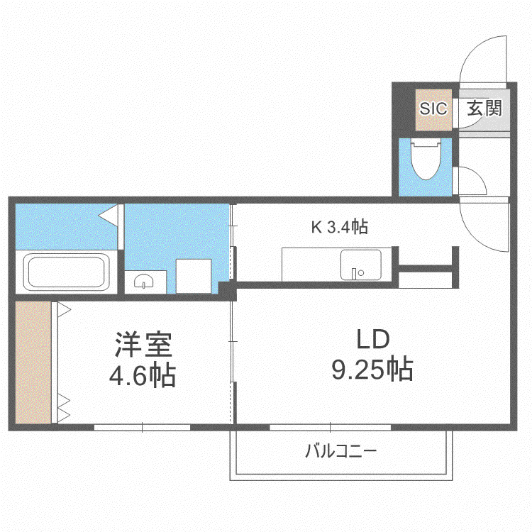 CROSS ROAD麻生(1LDK/3階)の間取り写真