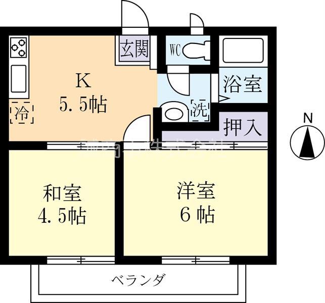 ナカネハイツB(2DK/1階)の間取り写真