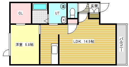 OAKX(1LDK/1階)の間取り写真