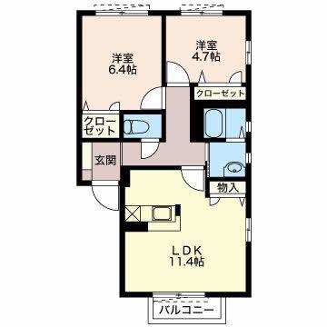 シンフォニーB(2LDK/2階)の間取り写真